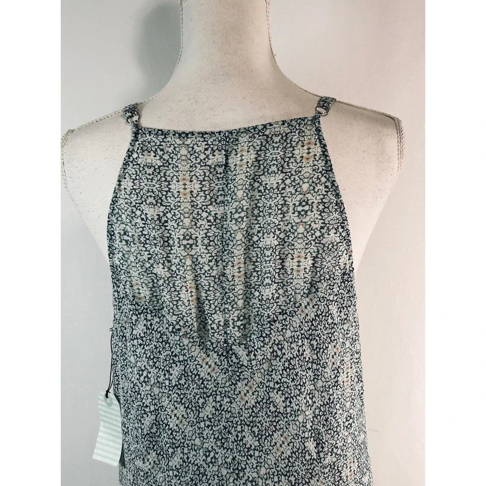 Cabi Garden Party Dress Floral Mixed Print Ruffle V-Neck Maxi Blue White Red NEW